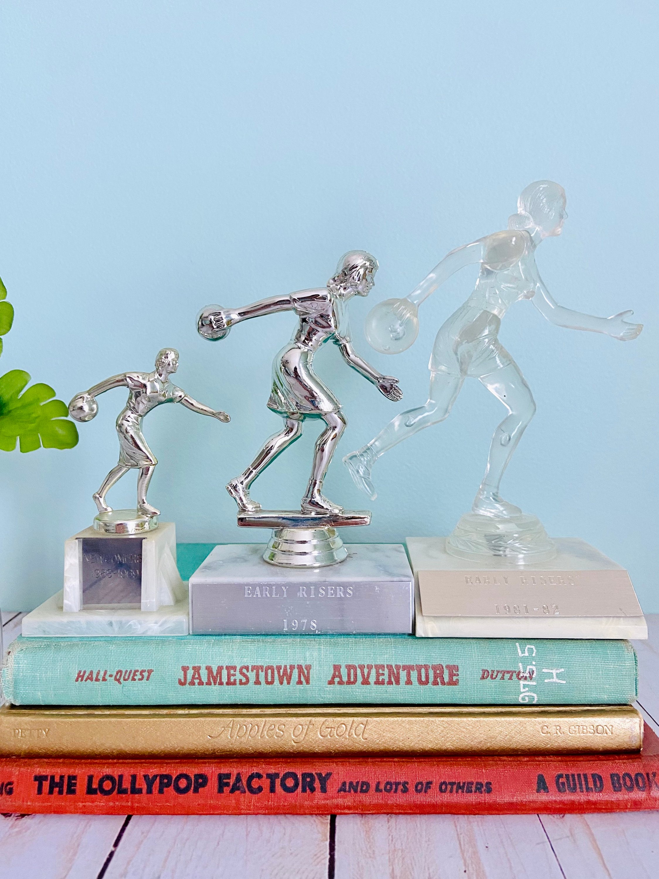 Vintage Bowling Trophies Set of 3 Etsy