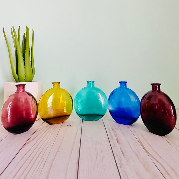 Vintage Blown Glass Flasks Vidrios de Levante Spanish Glass Bottles