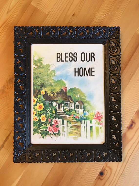 Vintage Kitch Wall Decor Kitschy God Bless Our Home Sign Etsy