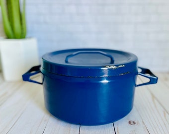 Mid Century Finel Arabia Seppo Mallat Enamelware Stockpot Rare Blue