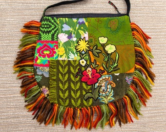 Ethnic embroidery patchwork bag "Summer Field", boho bag, hippie bag, crossbody hobo bag OOAK colorful, multi-color