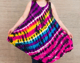 Plus size tie dye tunic, colourful hippie festival dress, boho maternity dress