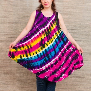 Plus size tie dye tunic, colourful hippie festival dress, boho maternity dress
