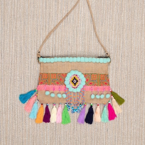 Bolso étnico con cuentas, clutch boho bordado, bolso de festival hippie