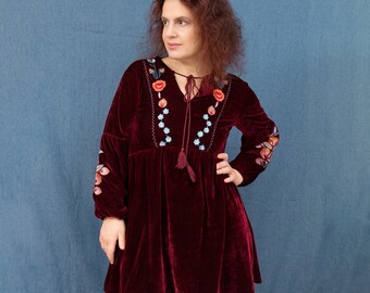 Velvet hippie dress clearance