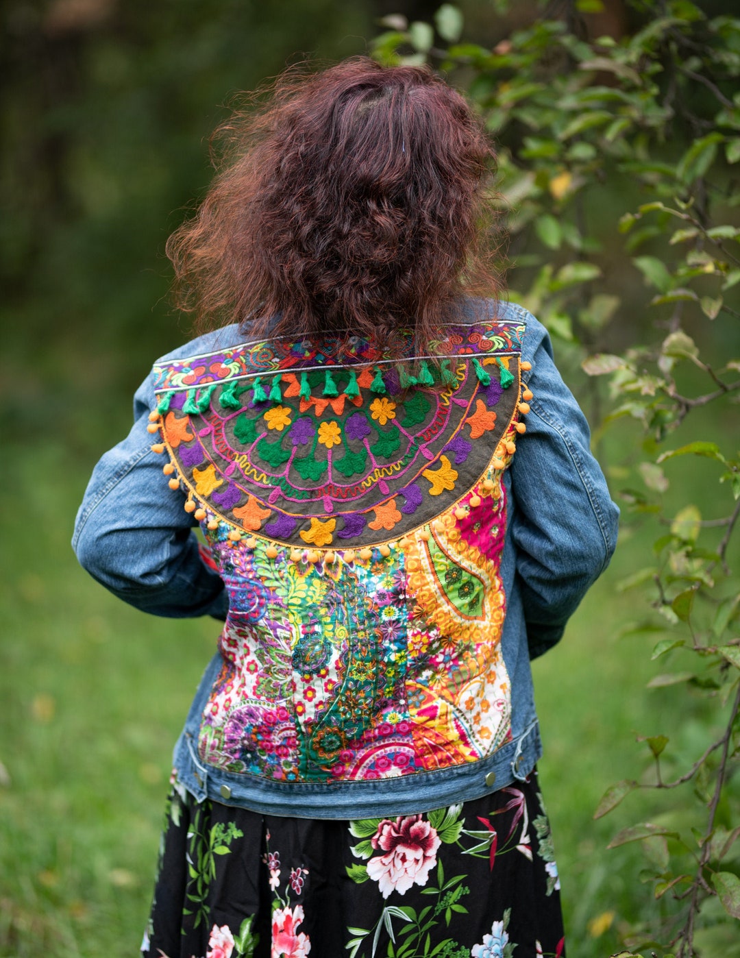 Embroidered Denim Jacket Boho Jacket Hippie Jacket OOAK - Etsy