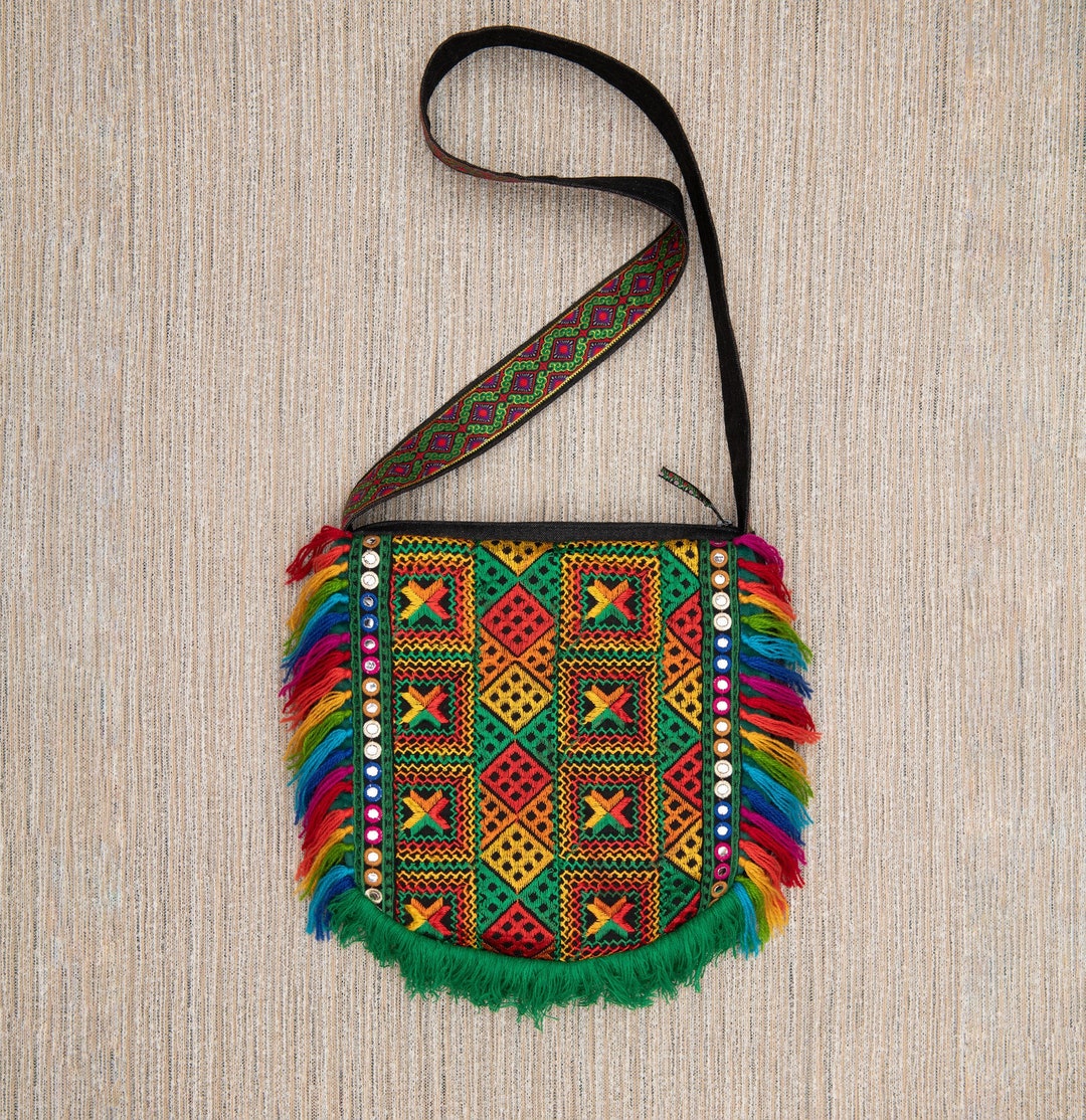 Boho Fringe Bag "over the Rainbow", Ethnic Embroidery Bag, Hippie ...