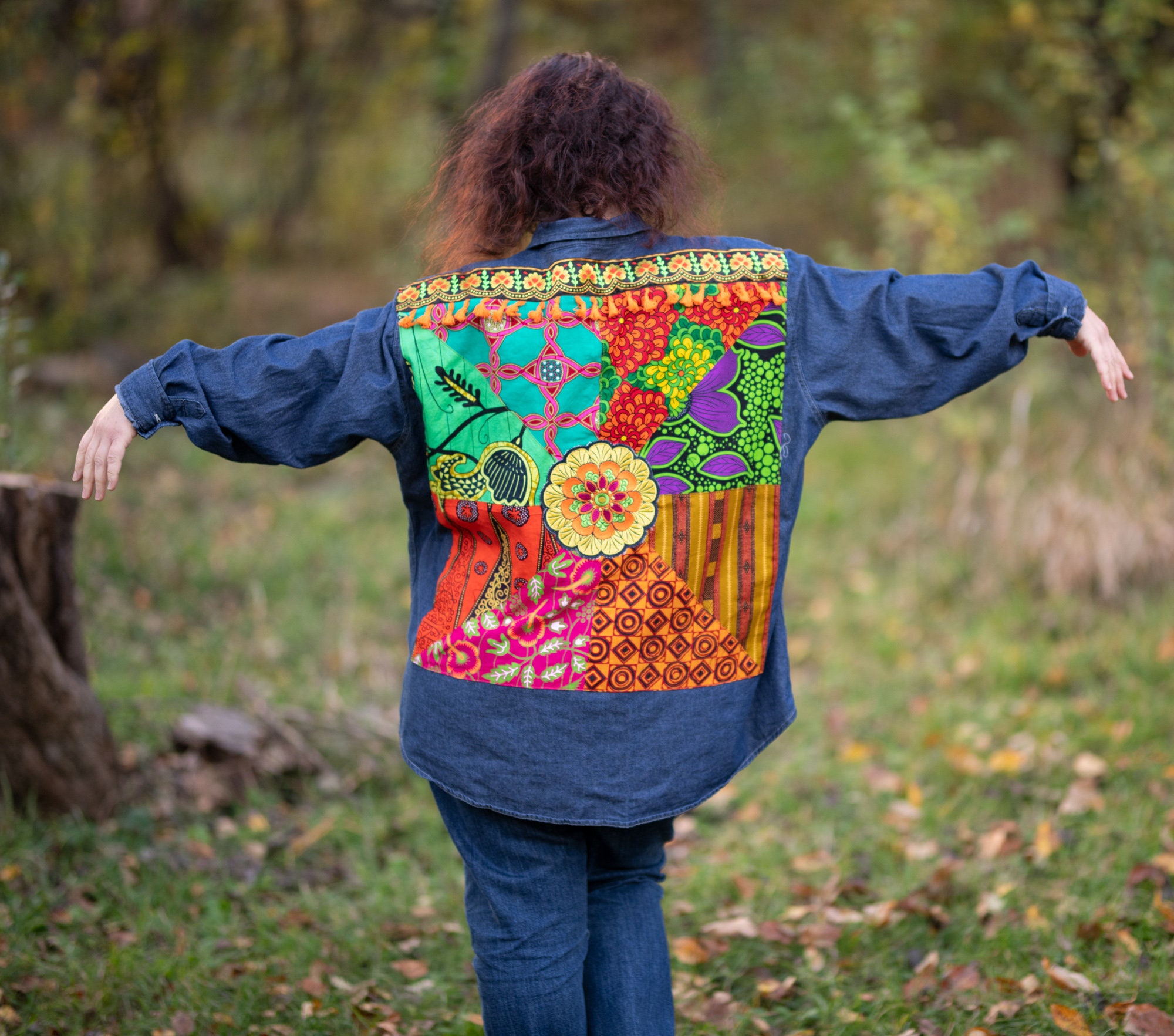 Embroidered Denim Shirt Bohemian Maternity Shirt Boho Plus - Etsy