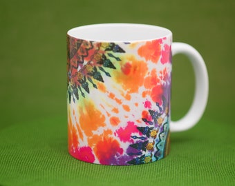 Colorful ethnic mug "Magic Sky", tie-dye hippie mug