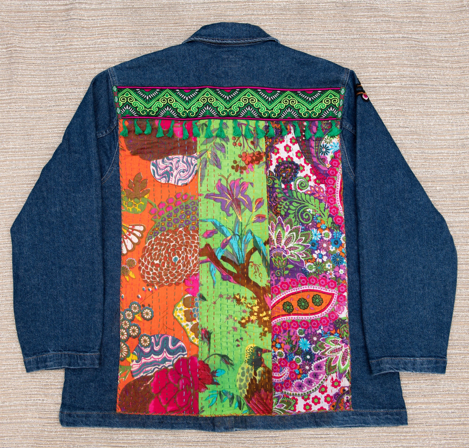 Embroidered Denim Jacket Boho Jacket Hippie Jacket OOAK Etsy