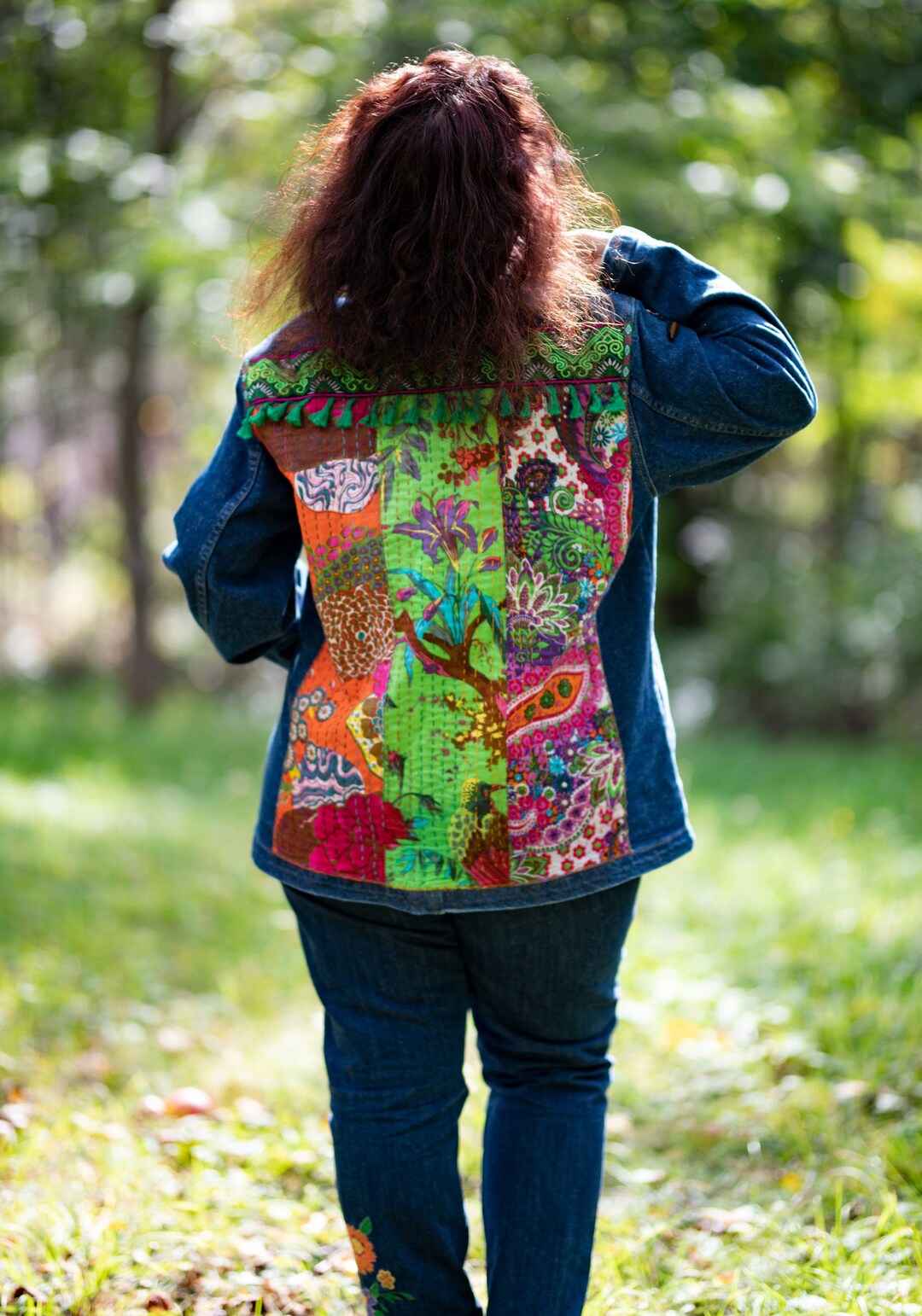 Embroidered Denim Jacket, Boho Jacket, Hippie Jacket OOAK Etsy