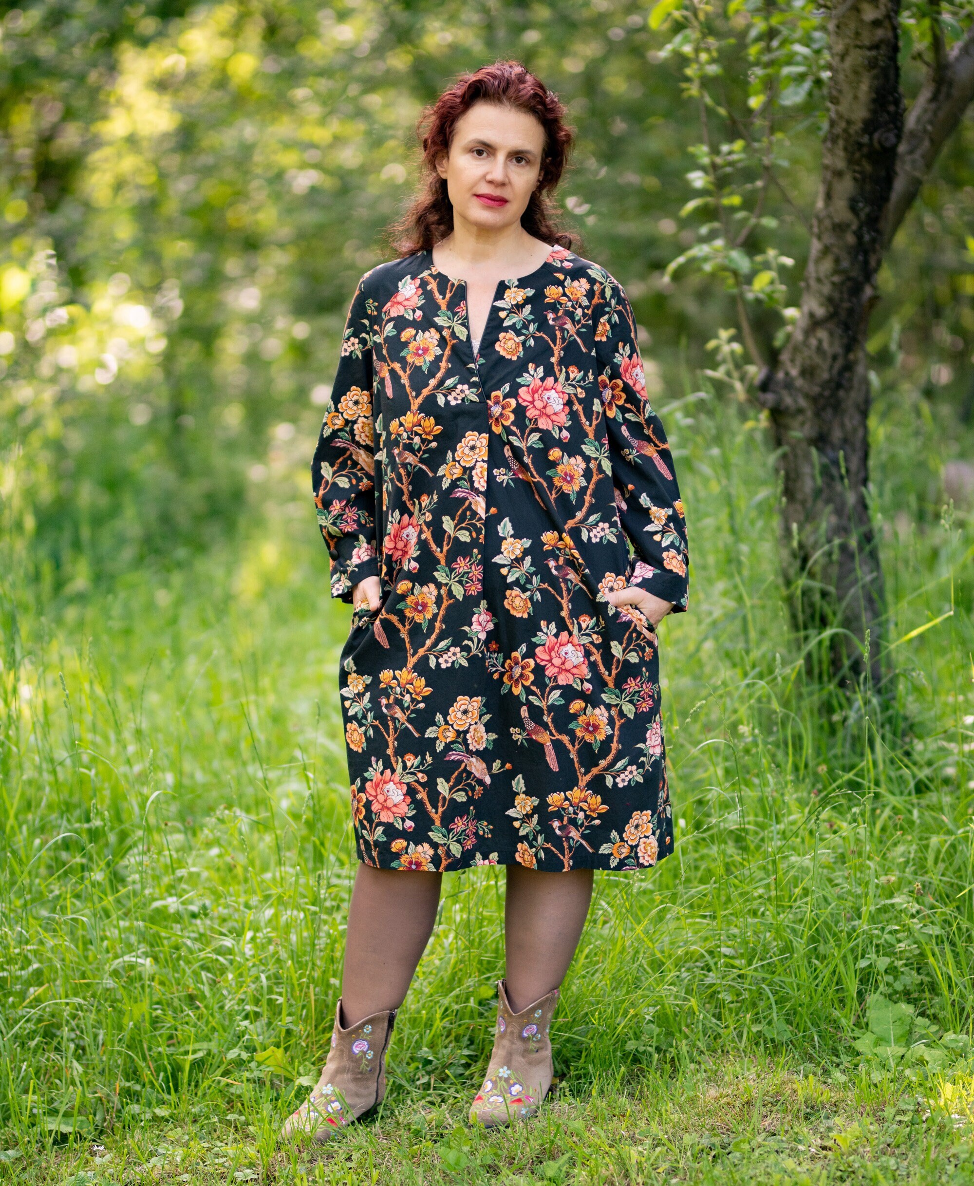 Black floral tunic Etsy