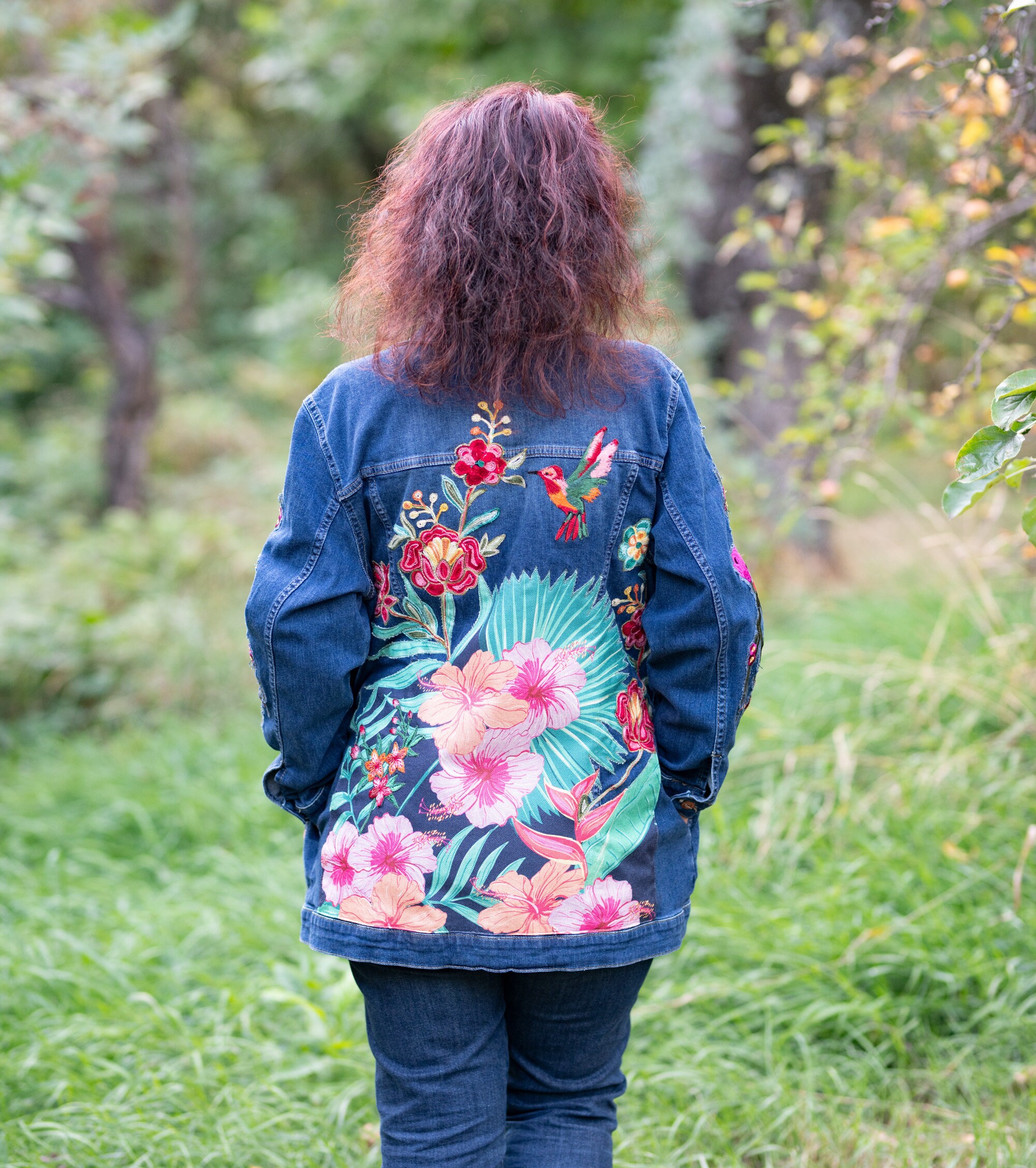 Up-cycled Denim Jacket afternoon Jungle - Etsy