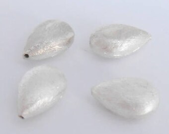 Beautiful brushed 925 Silver, drop shape, 12 x 8 mm beads. (PSILVER12mm)