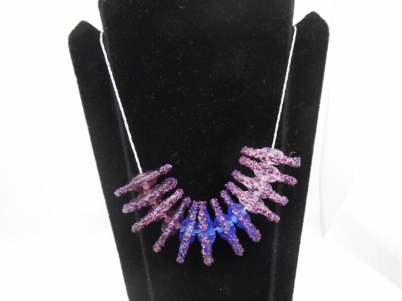 shades of purple flat beads Beautiful necklace snake chain in silver and Murano glass