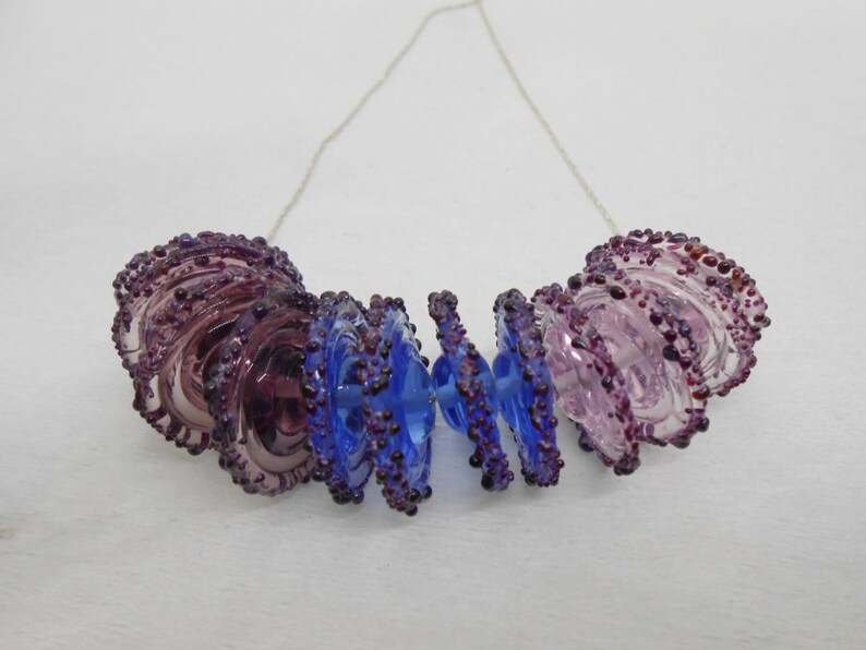 shades of purple flat beads Beautiful necklace snake chain in silver and Murano glass