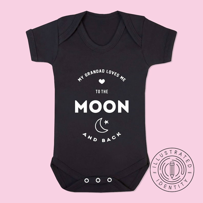 My Grandad Loves Me To The Moon And Back unisex short sleeve baby vest babygrow K1543
