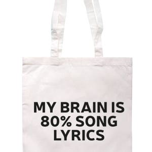 My Brain Is 80% Song Lyrics Tote Bag Long Handles TB0075 image 5