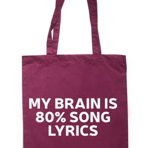 My Brain Is 80% Song Lyrics Tote Bag Long Handles TB0075 image 4