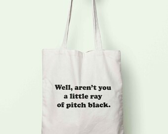 Well, Aren't You A Little Ray Of Pitch Black Tote Bag Long Handles S0911