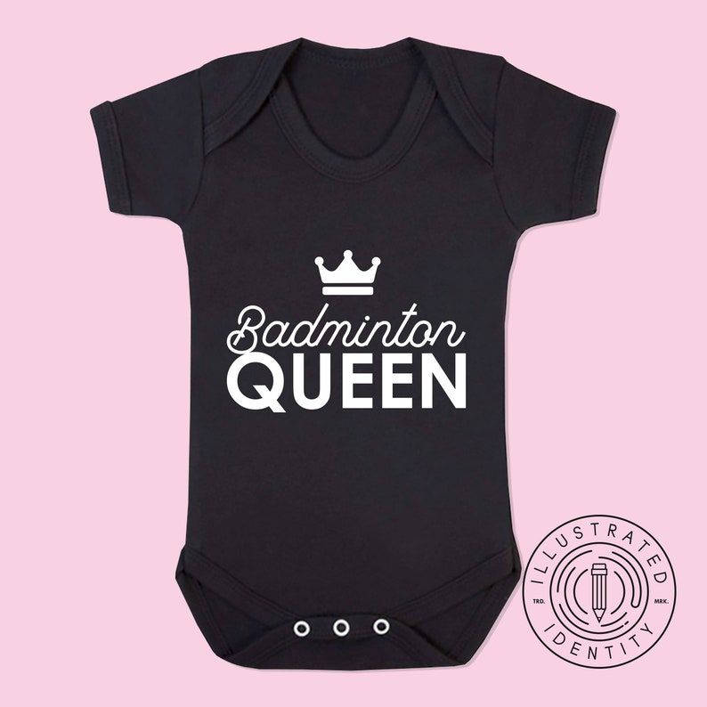 Badminton Queen unisex short sleeve baby vest babygrow K2234