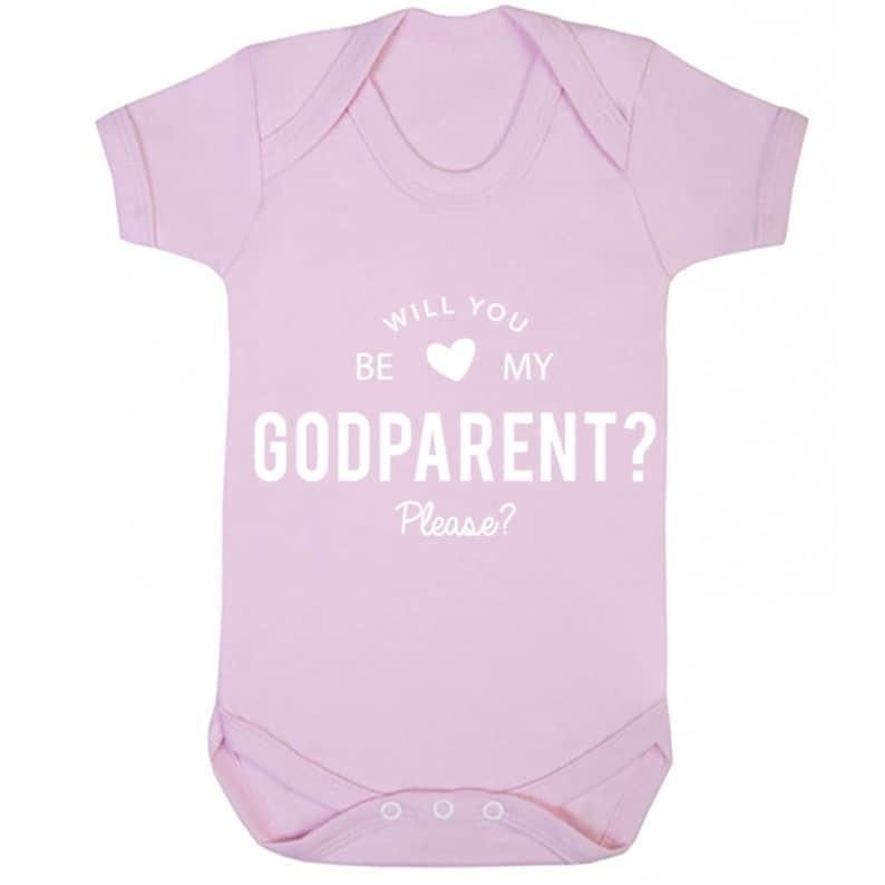 Please baby vest babygrow K0112 Will You Be My Godparent
