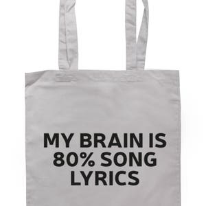 My Brain Is 80% Song Lyrics Tote Bag Long Handles TB0075 image 3