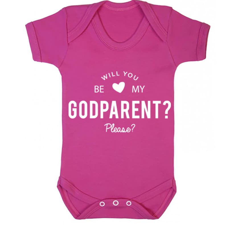 Please baby vest babygrow K0112 Will You Be My Godparent