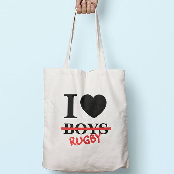 I Love Rugby Not Boys Tote Bag Long Handles TB0417