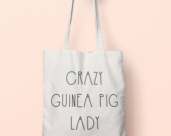 Crazy Guinea Pig Lady Tote Bag Long Handles TB0391