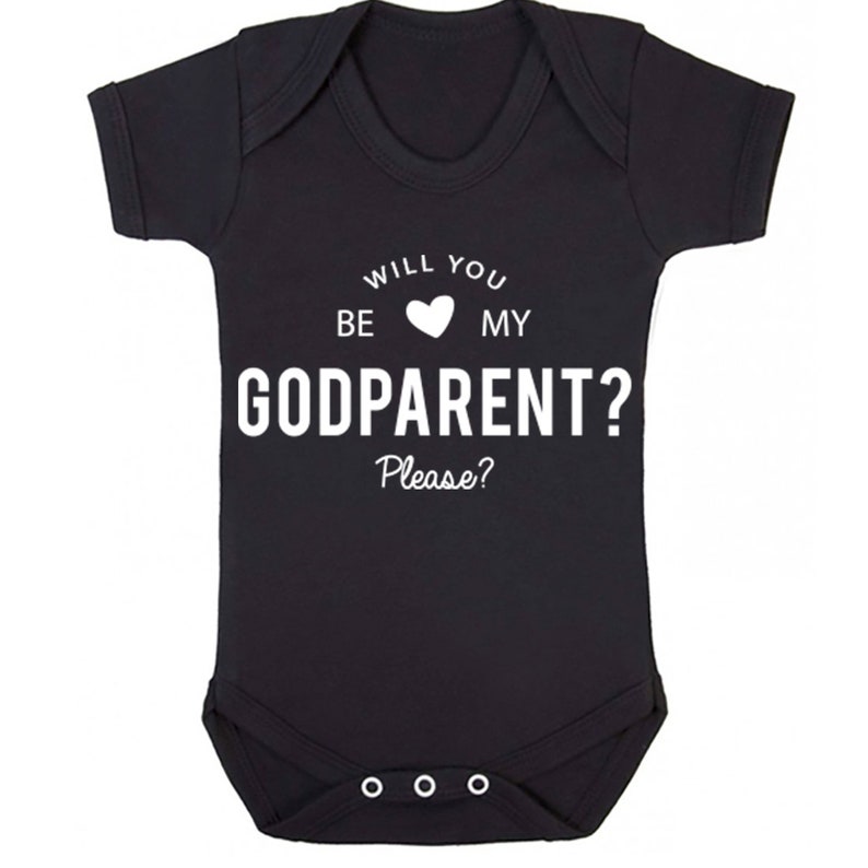 Please baby vest babygrow K0112 Will You Be My Godparent