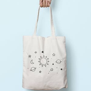 Space Illustration Tote Bag Long Handles TB0191
