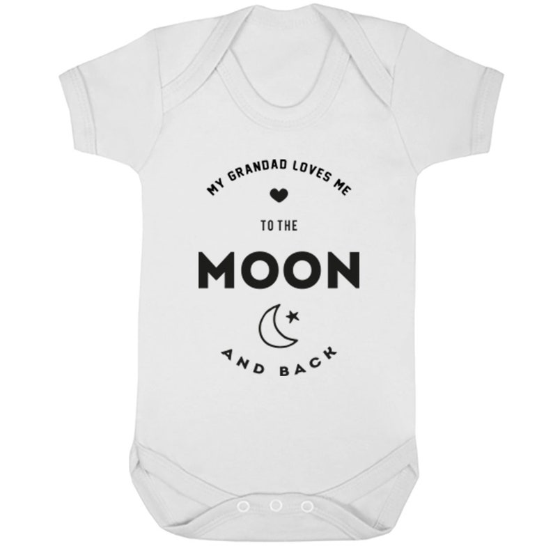 0-3 Months, Black My Grandad Loves Me to The Moon and Beyond Babygrow