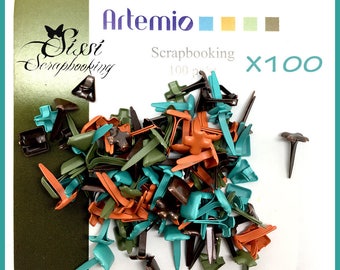 Ties Parisian square round flower - 5 mm - screw x 100 ARTEMIO KHAKI blue ORANGE Brown STREET COLLECTION