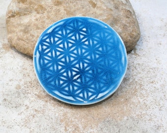 flower of life, sacred geometry, spiritual decoration, small flower of life tray ON ORDER in the solid color of your choice, ceramic