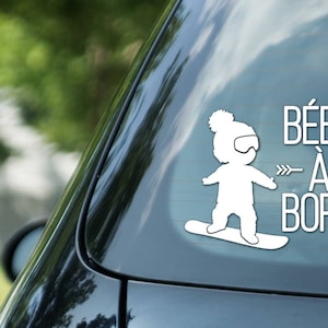 Bébé à bord sign snowboarding, BOY on snowboard, vinyl on decal paper, car decal, kid on board