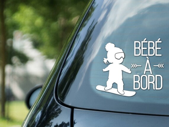 Bebe A Bord Sign Snowboarding Girl On Snowboard Vinyl On Etsy