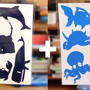 12 different stickers for the kids - Sea world, ocean life - party favor - Shark sticker, octopus sticker, turtle sticker, whale sticker ...
