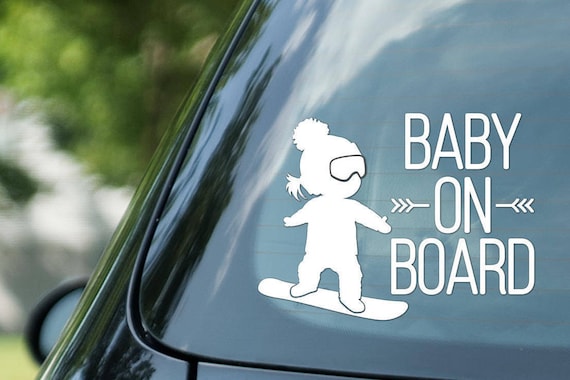 Baby On Board Sign Girl On Snowboard Snowboarding Girl Etsy
