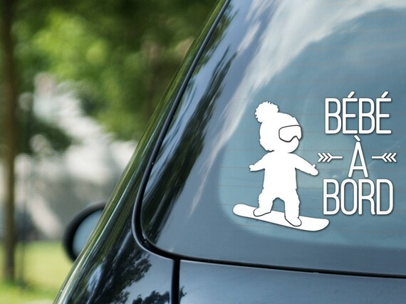 Bebe A Bord Sign Snowboarding Boy On Snowboard Vinyl On Etsy