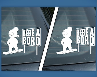 Sticker Bébé à Bord Snowboarding Sign, Snowboarder BOY or Snowboarder GIRL,  Car Decal, Baby on Board Snowboard 