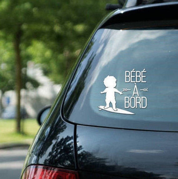 Sticker Bébé à Bord Surf, Surfing BOY, Vinyl on Decal Paper, Car Decal, Kid  Surfing 