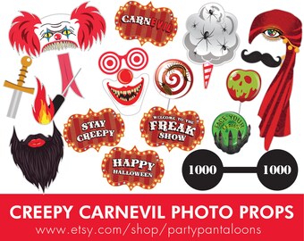 Haunted Carnival Signs Halloween Vintage Circus Printable Etsy
