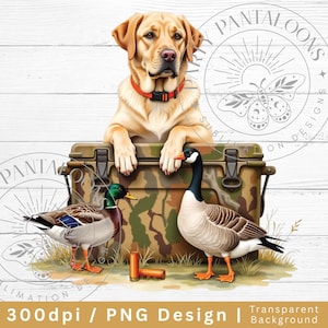 Hunting Dog Cooler PNG, Hunter Camo Labrador retriever PNG, Summer Outdoor Camping Sublimation Design