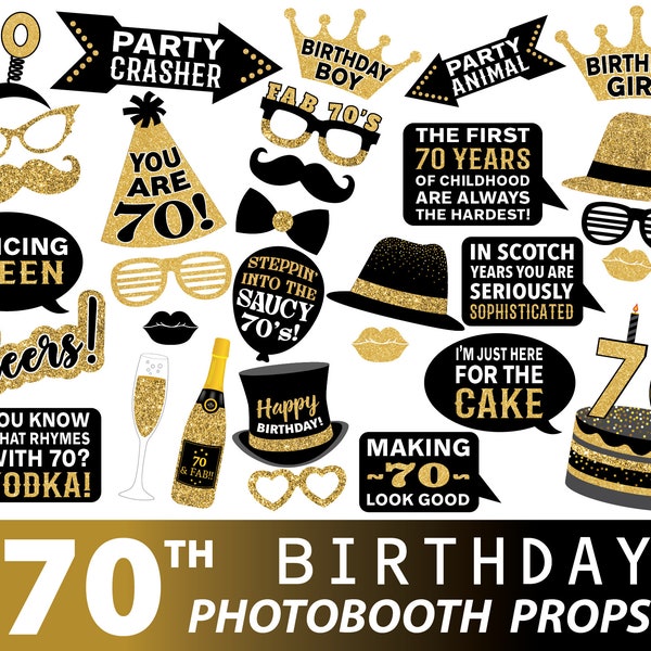 70th birthday, photography props, instant download, printable birthday decorations for 70th birthday party, 70 birthday decor