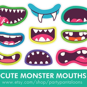 Cute Monster Mouths Photo booth props, photo booth, instant download, photobooth, digital download, birthday party, party decor, birthday