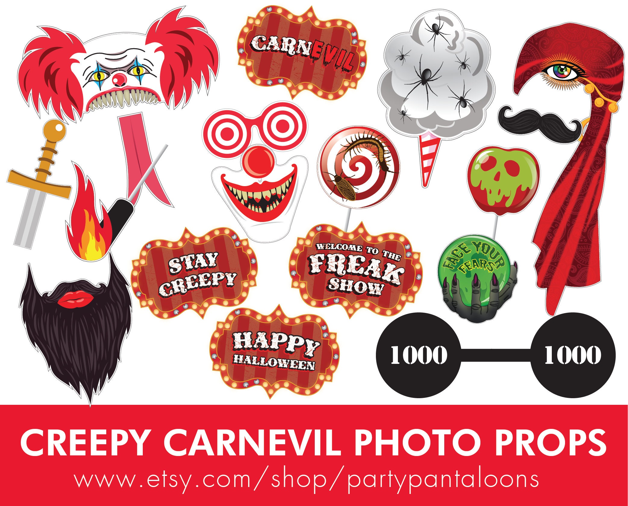 Creepy Carnival Photo booth props photo booth instant | Etsy