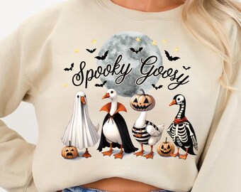 Oca spettrale PNG, Oca divertente di Halloween PNG, Oca in costume di Halloween con disegno a sublimazione, Carino horror PNG, Download digitale di Oca spettrale
