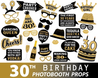 30th Birthday Photo Booth Props: printable PARTY - Etsy