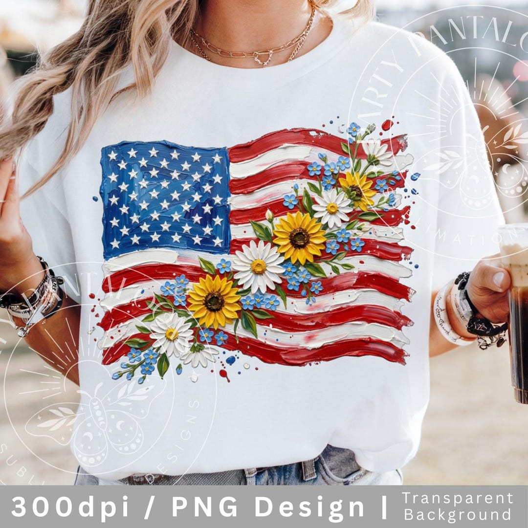 Floral American Flag PNG, 4th of July PNG, America Png, Patriotic PNG ...